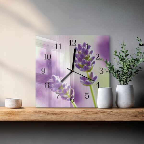 Skleněné hodiny na stěnu Levandule zskc-30x30-00178569