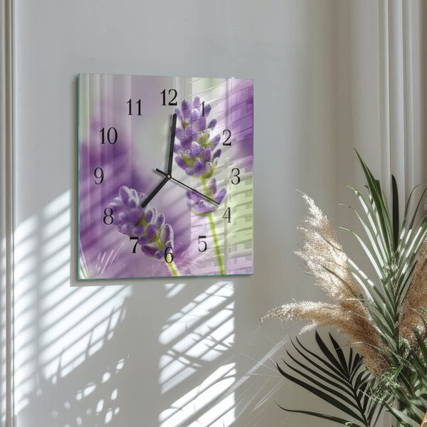 Skleněné hodiny na stěnu Levandule zskc-30x30-00178569