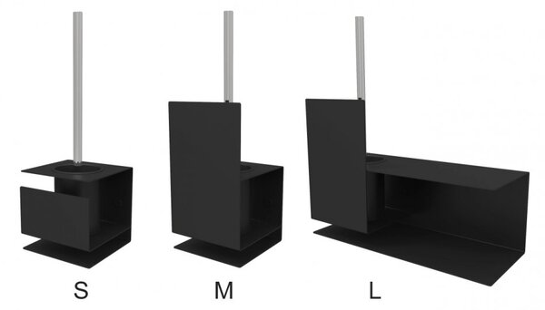 Kovový nástěnný držák se štětkou Lugano černý L - levá varianta