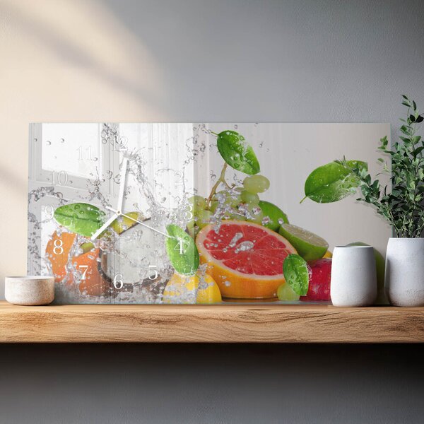 Skleněné hodiny horizontální Ovoce na vodě zsppb-60x30-00295264