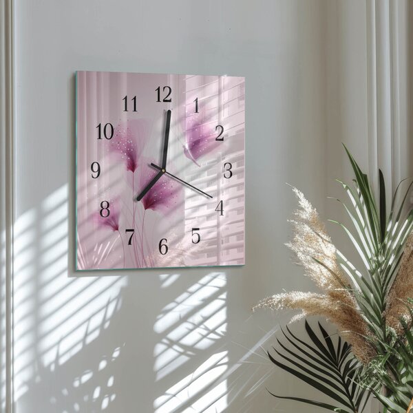 Skleněné hodiny na stěnu Květiny zskc-30x30-00177048