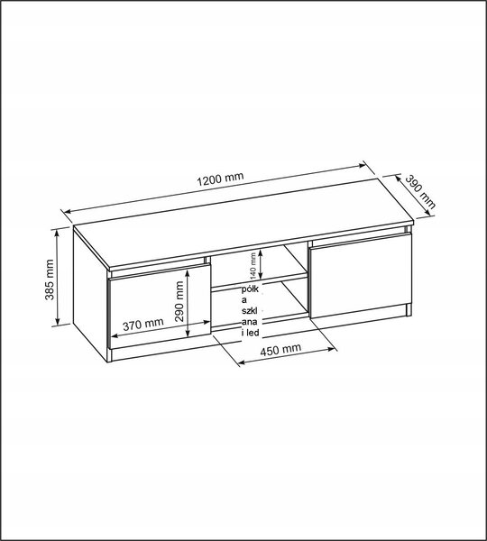 TV stolek stojící Meble Masztalerz 120 cm x 40 cm x 39 cm
