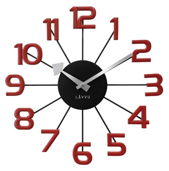 Továrna na čas Černo-červené moderní hodiny LAVVU DESIGN Numerals LCT1043