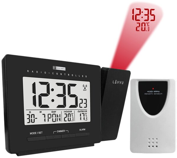 Továrna na čas Digitální projekční budík řízený rádiovým signálem LAVVU PROJECTION LAR0030 s češtinou