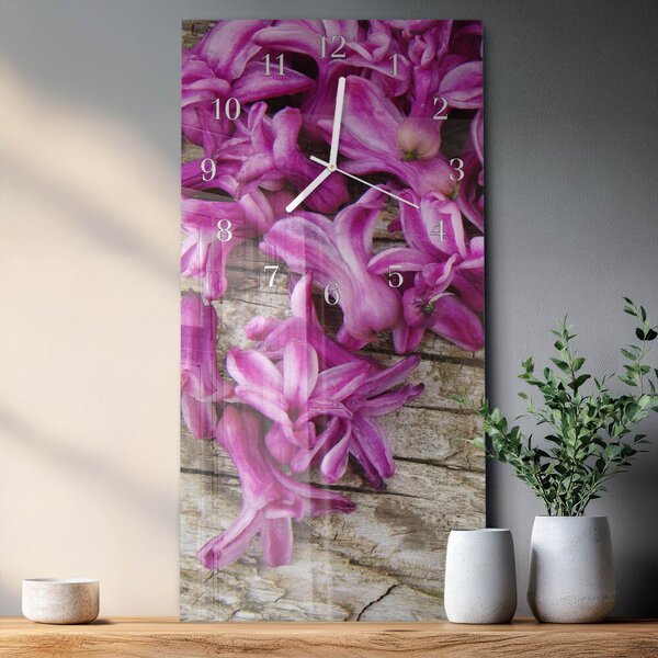 Skleněné hodiny vertikální Květiny zsppb-30x60-00080493