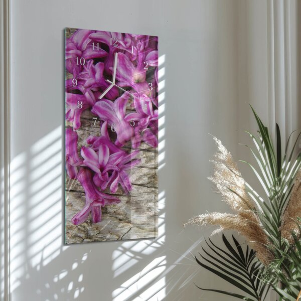 Skleněné hodiny vertikální Květiny zsppb-30x60-00080493