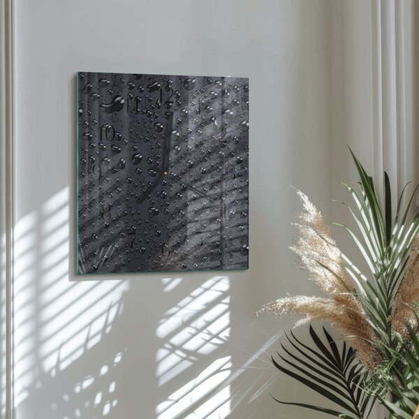 Skleněné hodiny na stěnu Kapky zskc-30x30-00180555