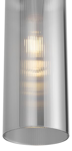 Art Deco závěsné svítidlo černé s kouřovým sklem pro 1-fázový kolejnicový systém - Iconic Laura
