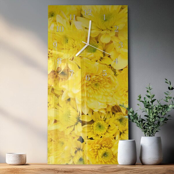 Skleněné hodiny vertikální Květiny zsppb-30x60-00082173