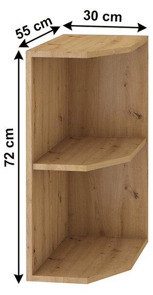 KONDELA Spodní otevřená skříňka, černý mat / dub artisan, Monro 30 D ZAK BB