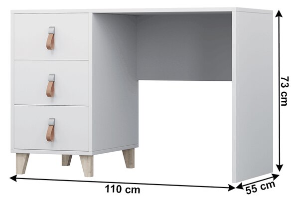 KONDELA PC stůl, bílá, ABS hrany, FIERA