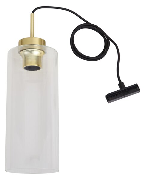 Art Deco závěsná lampa zlatá s čirým sklem pro 1-fázový kolejnicový systém - Iconic Laura