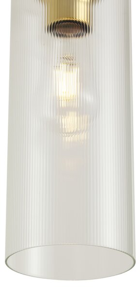 Art Deco závěsná lampa zlatá s čirým sklem pro 1-fázový kolejnicový systém - Iconic Laura