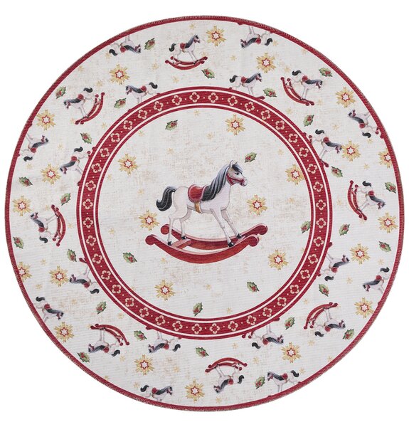 Villeroy & Boch, Kusový koberec Villeroy & Boch Toy's delight 106275 Cream, Red kruh, 160x160 (průměr) kruh, červená, obývací pokoj