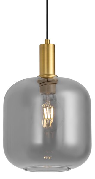 Designová závěsná lampa mosazná s kouřovým sklem pro 1-fázový kolejnicový systém - Iconic Zuzanna