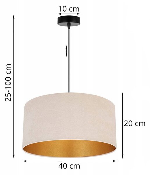 Závěsné svítidlo Mediolan, 1x světle béžové/zlaté textilní stínítko, (výběr ze 2 barev konstrukce), (fi 40cm)