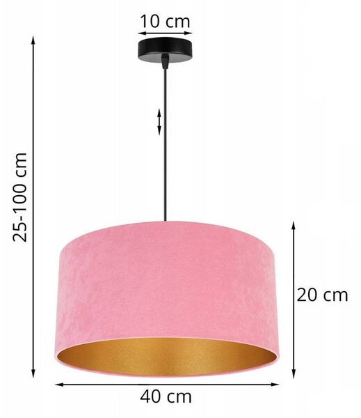 Závěsné svítidlo Mediolan, 1x růžové/zlaté textilní stínítko, (výběr ze 2 barev konstrukce), (fi 40cm)