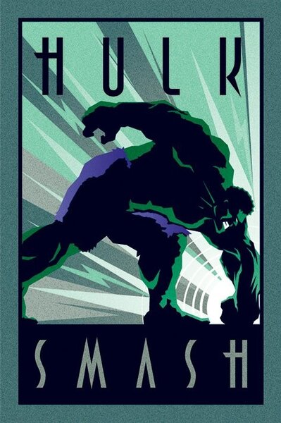 Plakát, Obraz - Marvel Deco - Hulk, (61 x 91.5 cm)