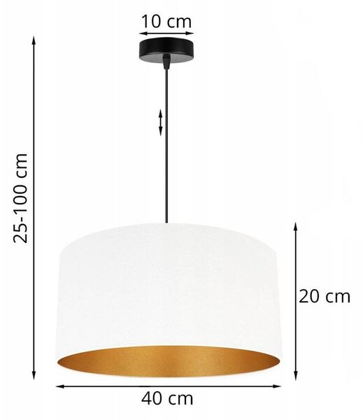Závěsné svítidlo Mediolan, 1x bílé/zlaté textilní stínítko, (výběr ze 2 barev konstrukce), (fi 40cm)