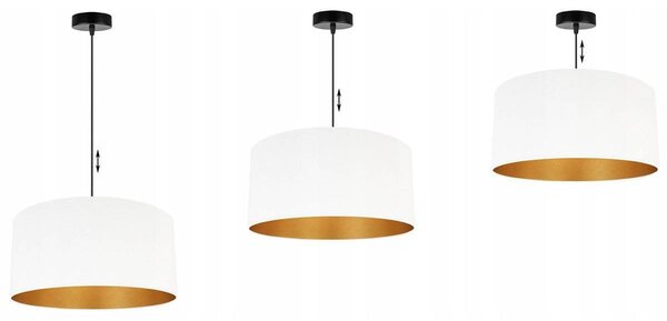 Závěsné svítidlo Mediolan, 1x bílé/zlaté textilní stínítko, (výběr ze 2 barev konstrukce), (fi 40cm)