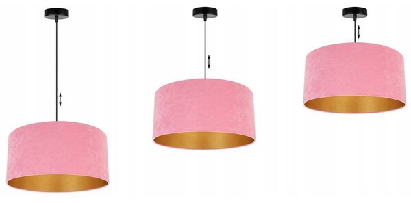 Závěsné svítidlo Mediolan, 1x růžové/zlaté textilní stínítko, (výběr ze 2 barev konstrukce), (fi 40cm)