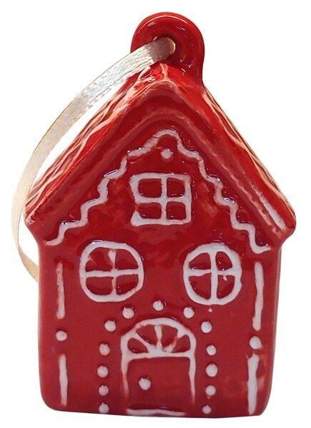 Závěsný keramický domek červený 7,5 x 5cm 3001429B
