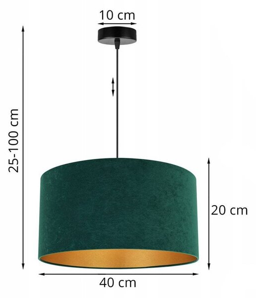 Závěsné svítidlo Mediolan, 1x tmavě zelené/zlaté textilní stínítko, (výběr ze 2 barev konstrukce), (fi 40cm)