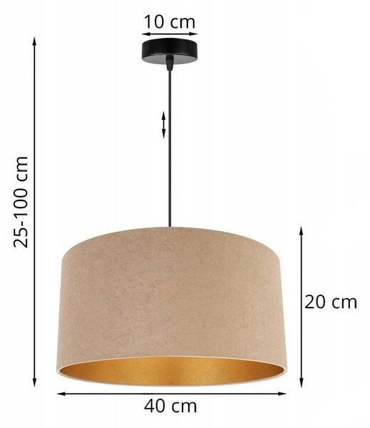 Závěsné svítidlo Mediolan, 1x tmavě obéžové/zlaté textilní stínítko, (fi 40cm)