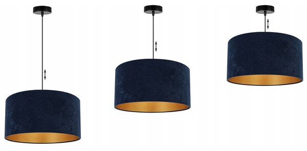 Závěsné svítidlo Mediolan, 1x tmavěmodré/zlaté textilní stínítko, (fi 40cm)