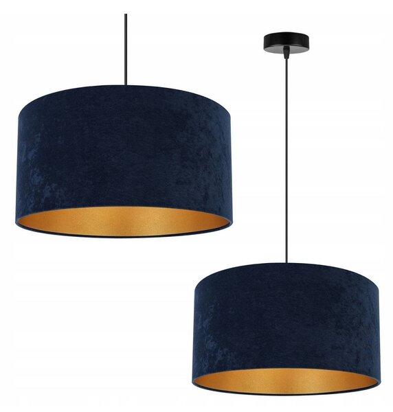 Závěsné svítidlo Mediolan, 1x tmavěmodré/zlaté textilní stínítko, (fi 40cm)