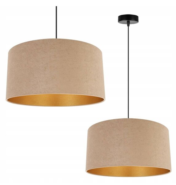 Závěsné svítidlo Mediolan, 1x tmavě obéžové/zlaté textilní stínítko, (fi 40cm)