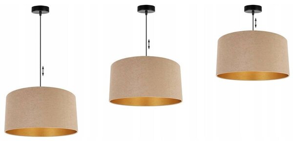 Závěsné svítidlo Mediolan, 1x tmavě obéžové/zlaté textilní stínítko, (fi 40cm)