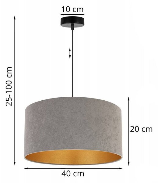 Závěsné svítidlo Mediolan, 1x šedé/zlaté textilní stínítko, (fi 40cm)