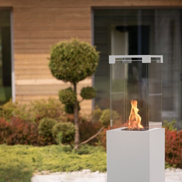 Planika Faro GAS - Venkovní plynový krb 142x36 cm 8kW bílá + ochranný kryt