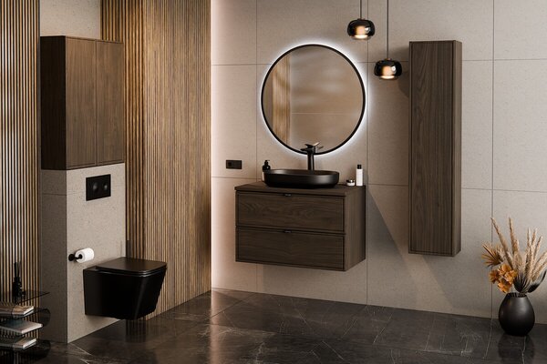 Comad Koupelnová sestava Villa s deskou a skříňkami 80 cm ořech