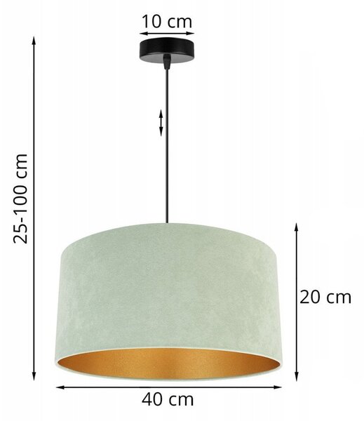 Závěsné svítidlo Mediolan, 1x pistáciové/zlaté textilní stínítko, (výběr ze 2 barev konstrukce), (fi 40cm)