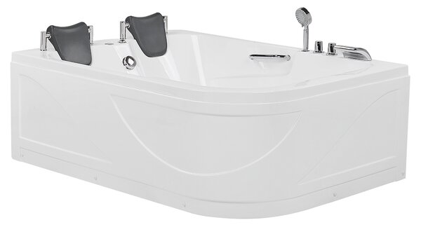 Rohová vířivá vana s LED osvětlením BAYAMO Pravá 170 x 120 cm Bílá