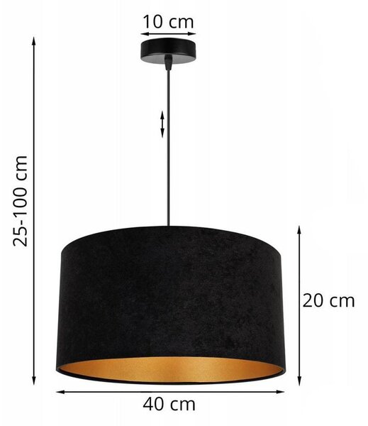 Závěsné svítidlo Mediolan, 1x černé/zlaté textilní stínítko, (fi 40cm)