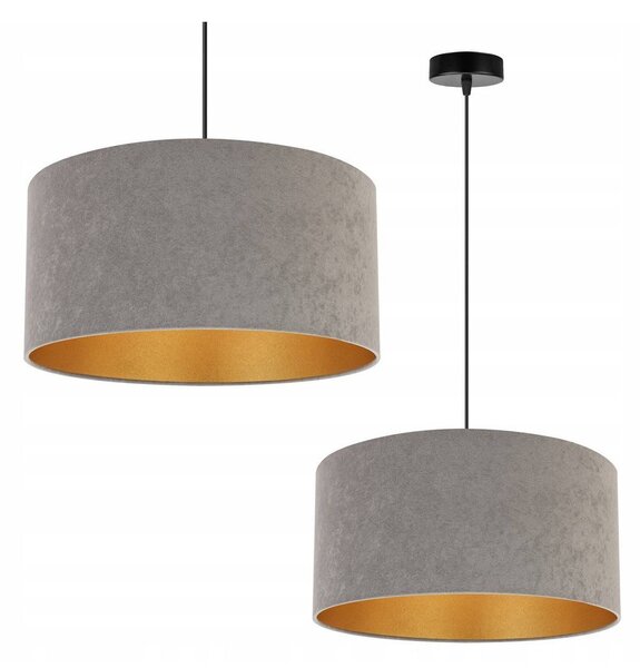 Závěsné svítidlo Mediolan, 1x šedé/zlaté textilní stínítko, (fi 40cm)