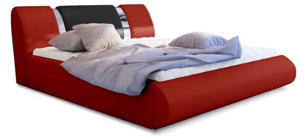 Manželská postel 140 cm Fabio (červená + černá) (s roštem a úl. prostorem)