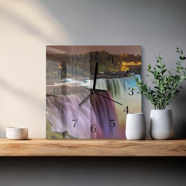Skleněné hodiny na stěnu Vodopád zskc-30x30-00177516