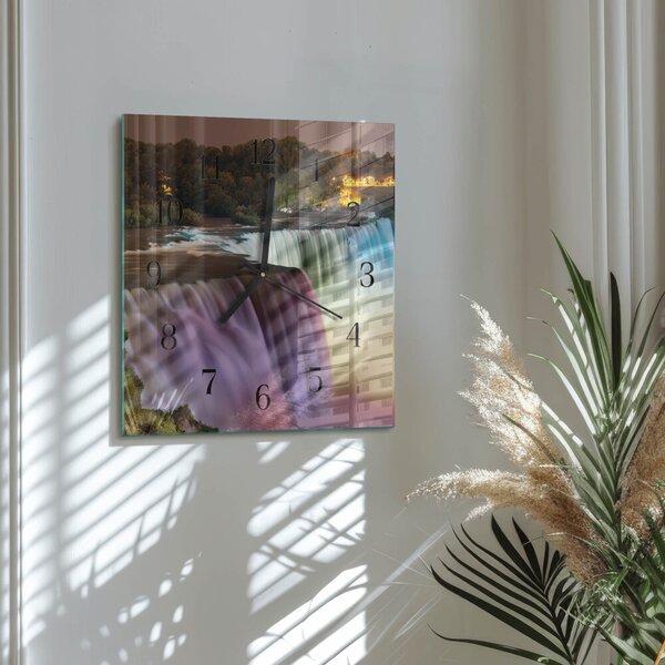 Skleněné hodiny na stěnu Vodopád zskc-30x30-00177516