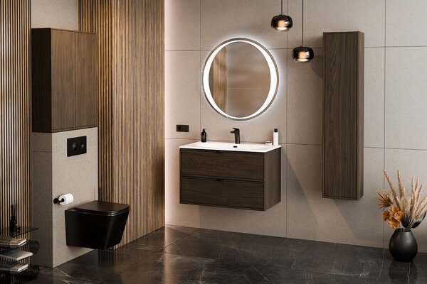 Comad Koupelnová sestava Villa s deskou a skříňkami 80 cm ořech