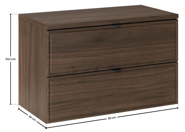 Comad Závěsná skříňka pod umyvadlo Villa s deskou 80 cm ořech