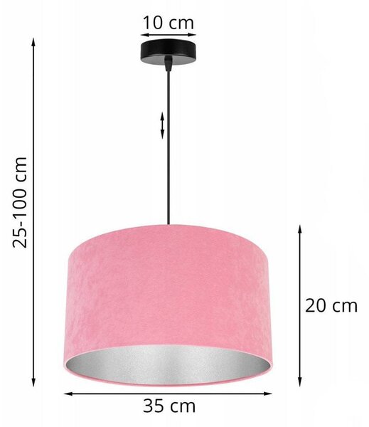 Závěsné svítidlo Mediolan, 1x růžové/chromové textilní stínítko, (výběr ze 2 barev konstrukce)
