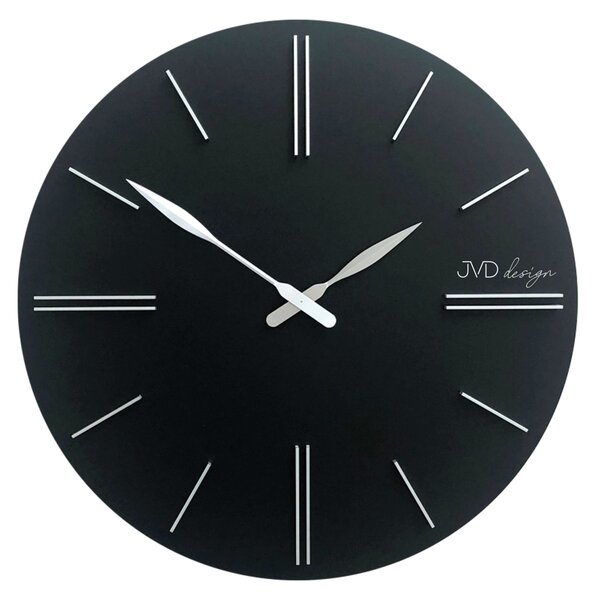 JVD Designové minimalistické černé dřevěné hodiny JVD HC38.3 (hodiny o průměru 500mm)