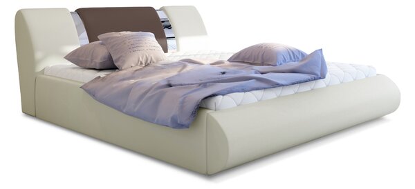 Manželská postel 140 cm Fabio (krémová + hnědá) (s roštem a úl. prostorem. 1041659