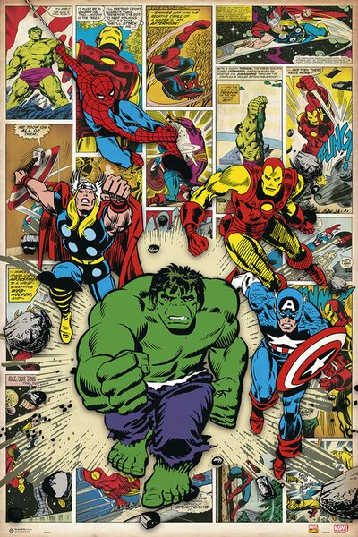 Plakát, Obraz - Marvel Comic - Here Come The Heroes