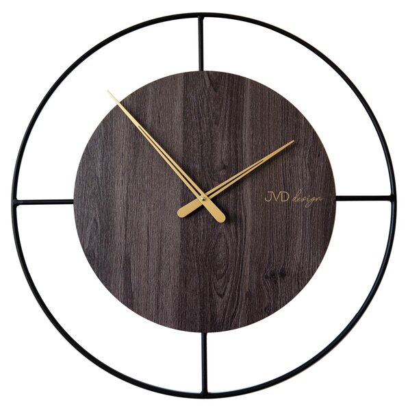 JVD Designové minimalistické dřevěné kovové nástěnné hodiny JVD HC41 (hodiny o průměru 600mm)
