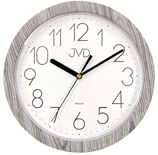 JVD Plastové nástěnné netikající tiché hodiny v imitaci dřeva JVD sweep H612.22 (imitace dřeva - světlé)